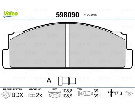 Brake Pad Set, disc brake 598090 Valeo, Image 2