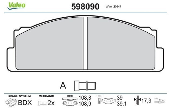 Brake Pad Set, disc brake 598090 Valeo