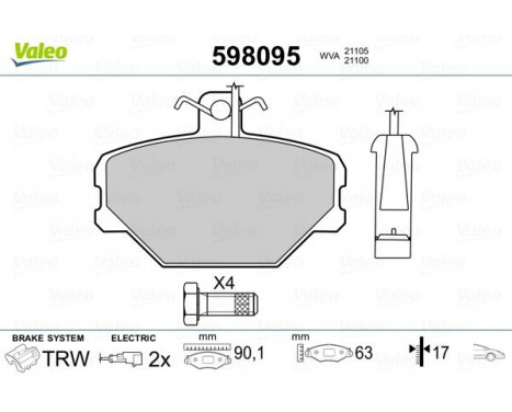 Brake Pad Set, disc brake 598095 Valeo, Image 2