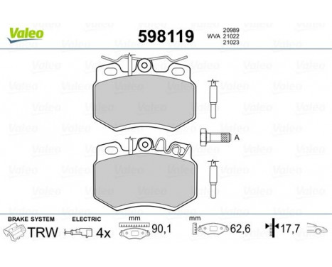 Brake Pad Set, disc brake 598119 Valeo, Image 2