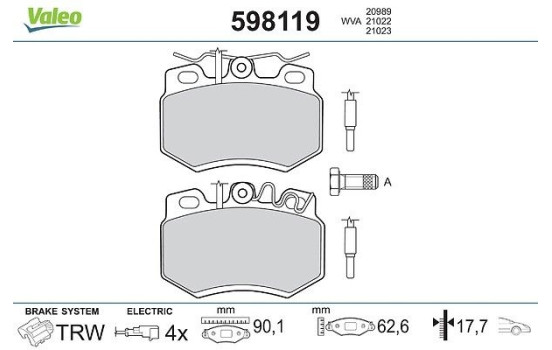 Brake Pad Set, disc brake 598119 Valeo