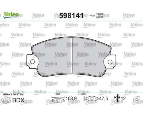 Brake Pad Set, disc brake 598141 Valeo, Image 2