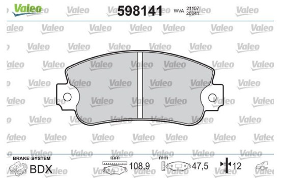 Brake Pad Set, disc brake 598141 Valeo, Image 2