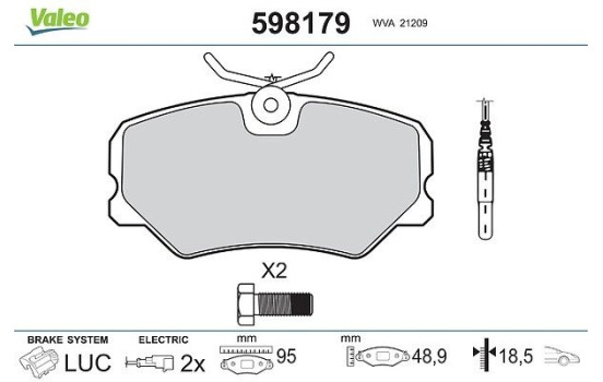 Brake Pad Set, disc brake 598179 Valeo