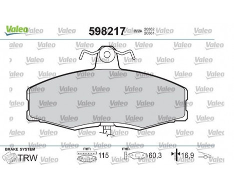 Brake Pad Set, disc brake 598217 Valeo, Image 2