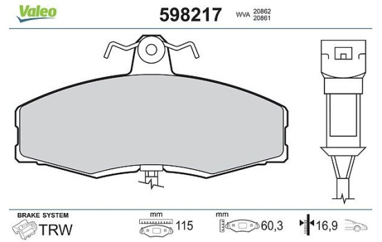 Brake Pad Set, disc brake 598217 Valeo
