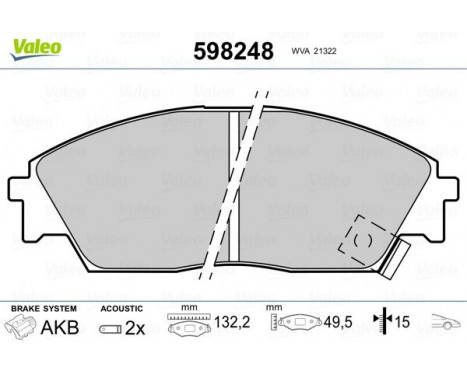 Brake Pad Set, disc brake 598248 Valeo, Image 2