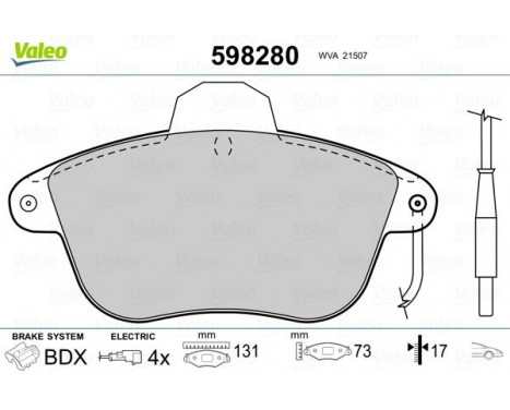 Brake Pad Set, disc brake 598280 Valeo, Image 2