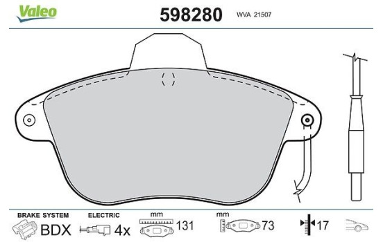 Brake Pad Set, disc brake 598280 Valeo