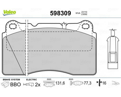 Brake Pad Set, disc brake 598309 Valeo, Image 2