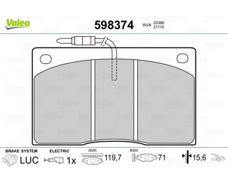 Brake Pad Set, disc brake 598374 Valeo, Image 2