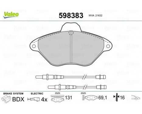 Brake Pad Set, disc brake 598383 Valeo, Image 2