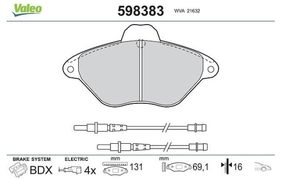 Brake Pad Set, disc brake 598383 Valeo