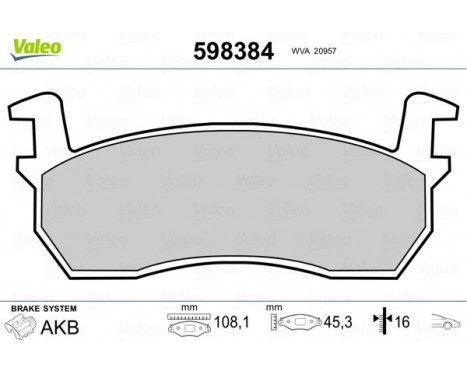 Brake Pad Set, disc brake 598384 Valeo, Image 2