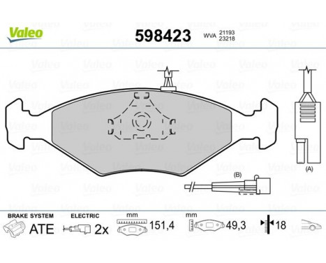 Brake Pad Set, disc brake 598423 Valeo, Image 2