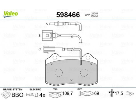 Brake Pad Set, disc brake 598466 Valeo, Image 2