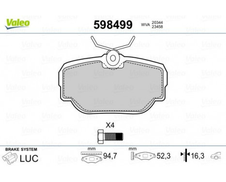 Brake Pad Set, disc brake 598499 Valeo, Image 2