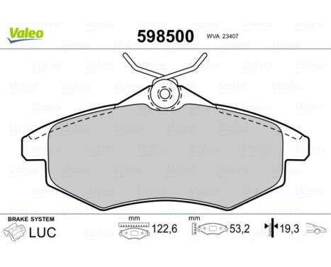 Brake Pad Set, disc brake 598500 Valeo