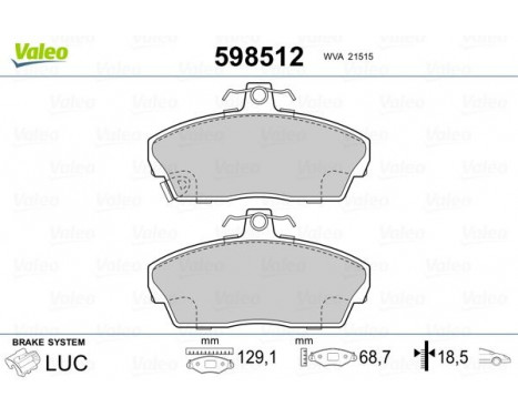 Brake Pad Set, disc brake 598512 Valeo, Image 2