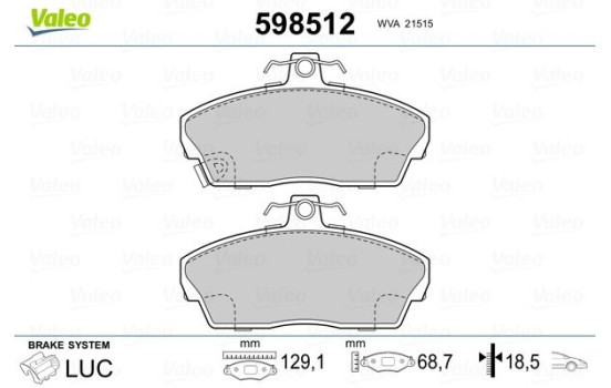 Brake Pad Set, disc brake 598512 Valeo, Image 2