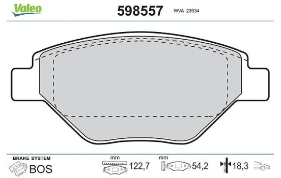 Brake Pad Set, disc brake 598557 Valeo