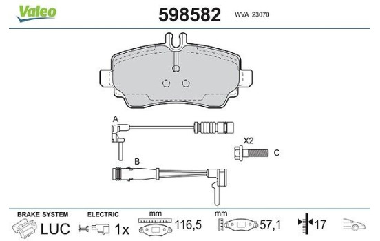 Brake Pad Set, disc brake 598582 Valeo