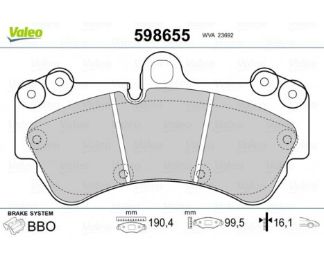 Brake Pad Set, disc brake 598655 Valeo, Image 2