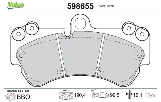 Brake Pad Set, disc brake 598655 Valeo