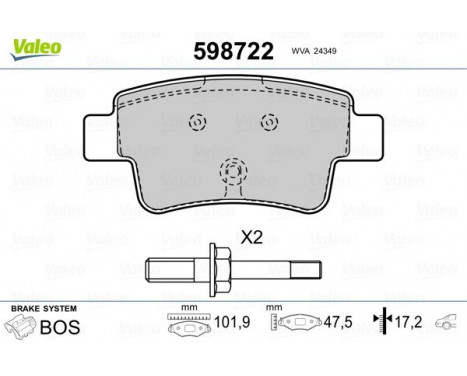 Brake Pad Set, disc brake 598722 Valeo, Image 2