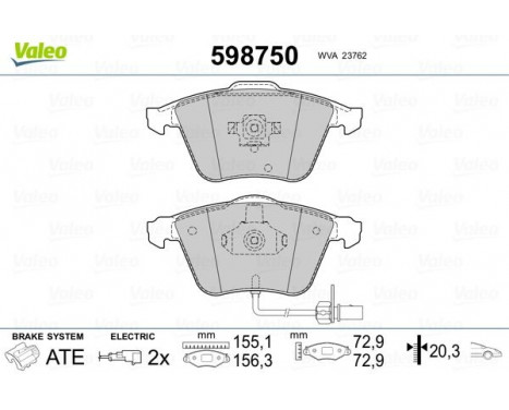 Brake Pad Set, disc brake 598750 Valeo, Image 2