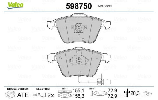Brake Pad Set, disc brake 598750 Valeo, Image 2