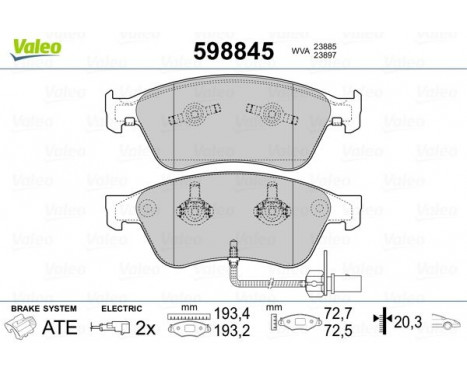 Brake Pad Set, disc brake 598845 Valeo, Image 2