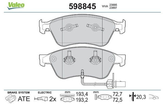 Brake Pad Set, disc brake 598845 Valeo