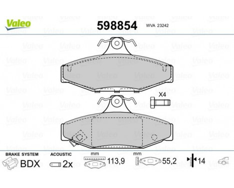 Brake Pad Set, disc brake 598854 Valeo, Image 2