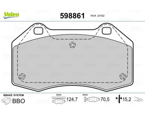 Brake Pad Set, disc brake 598861 Valeo, Image 2