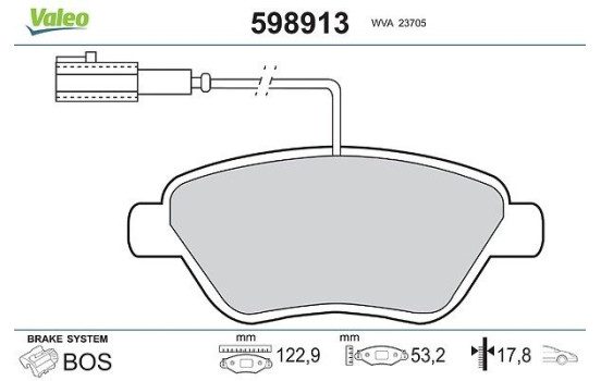 Brake Pad Set, disc brake 598913 Valeo