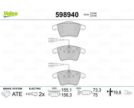 Brake Pad Set, disc brake 598940 Valeo, Image 2