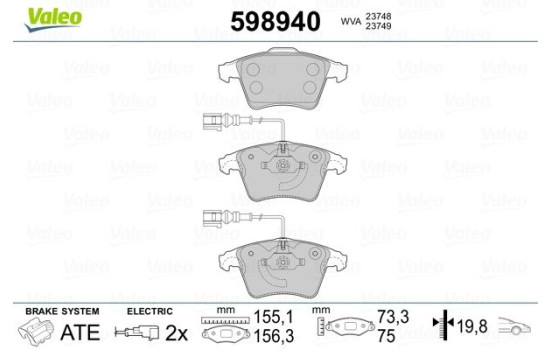 Brake Pad Set, disc brake 598940 Valeo, Image 2