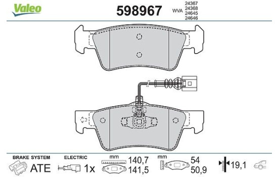 Brake Pad Set, disc brake 598967 Valeo