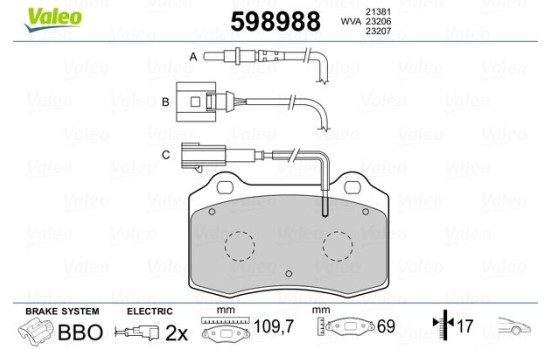Brake Pad Set, disc brake 598988 Valeo, Image 2
