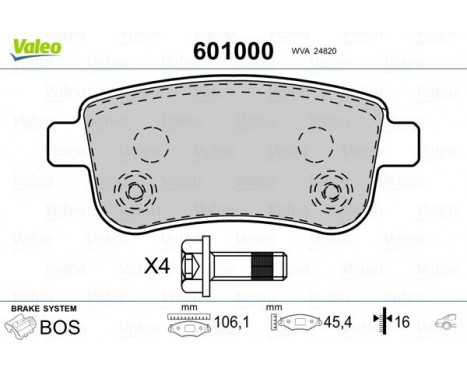 Brake Pad Set, disc brake 601000 Valeo