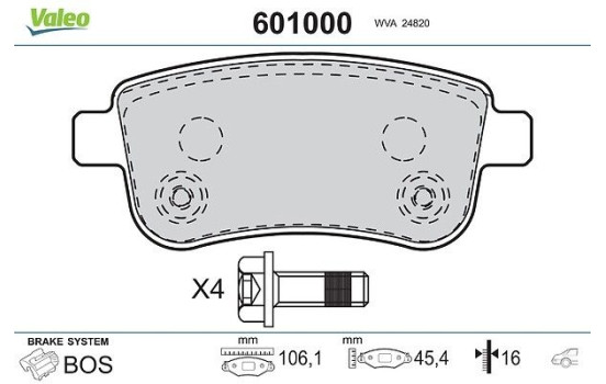 Brake Pad Set, disc brake 601000 Valeo