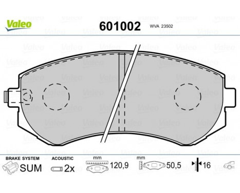 Brake Pad Set, disc brake 601002 Valeo, Image 2