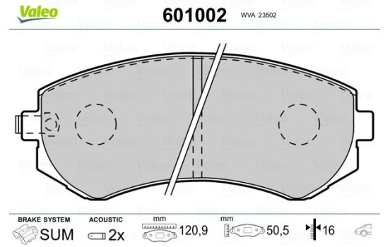 Brake Pad Set, disc brake 601002 Valeo, Image 2