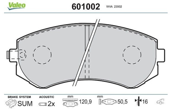 Brake Pad Set, disc brake 601002 Valeo