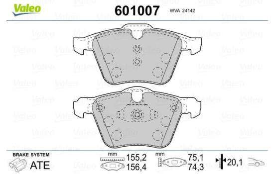 Brake Pad Set, disc brake 601007 Valeo