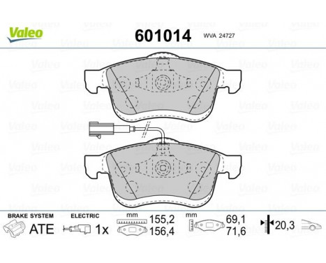 Brake Pad Set, disc brake 601014 Valeo