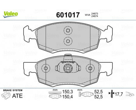 Brake Pad Set, disc brake 601017 Valeo