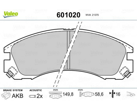 Brake Pad Set, disc brake 601020 Valeo