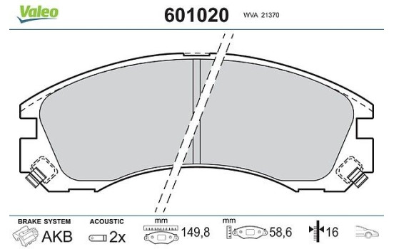 Brake Pad Set, disc brake 601020 Valeo